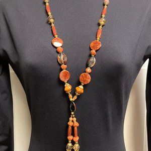 Carnelian Gemstone and gemstones mixed with Tibetan beads Necklace Brand New